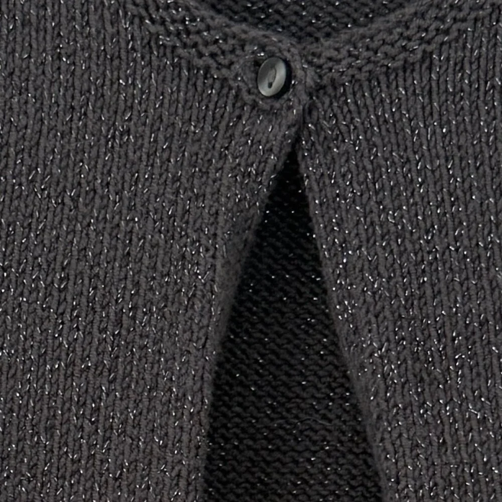 Zara Girls Charcoal Gray Metallic Knit Cardigan 3-4Y Button Front